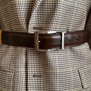 PERRY ELLIS Classic Dark Brown Leather Belt Size 32/80